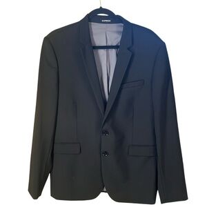 Express Mens Black Blazer Sport Coat 2 Btn Notch Lapel Formal Extra Thin, Size M